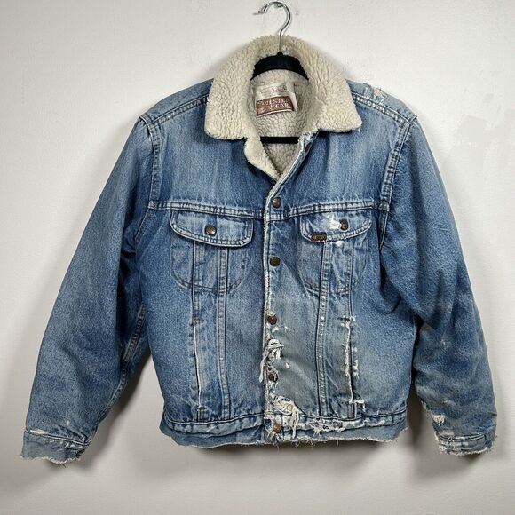 Sears Other - VTG Sears Roebucks Denim Jacket Men's Size M Sherpa Fleece Lined Distressed 80s